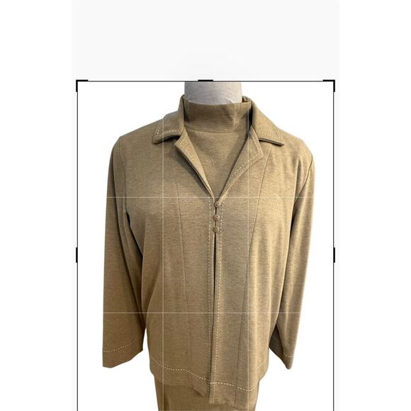 Liz Claiborne 3 Piece Set Sz. L Jacket Shell & Skirt  Vintage Tan - Picture 14 of 16